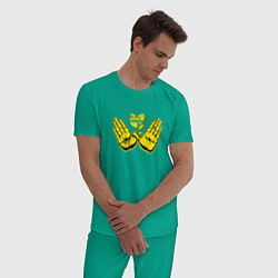 Пижама хлопковая мужская Wu-Tang Hands цвета зеленый — фото 2