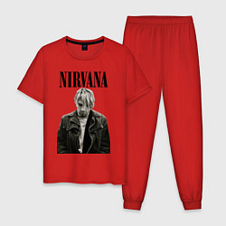 Пижама хлопковая мужская Kurt Cobain: Young, цвет: красный