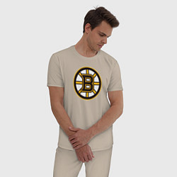 Пижама хлопковая мужская Boston Bruins, цвет: миндальный — фото 2