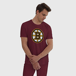 Пижама хлопковая мужская Boston Bruins, цвет: меланж-бордовый — фото 2