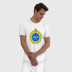 Пижама хлопковая мужская Герб ВВС России, цвет: белый — фото 2