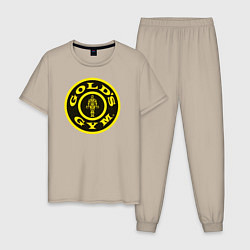 Пижама хлопковая мужская Gold's Gym, цвет: миндальный