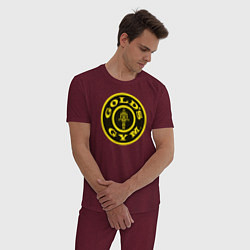 Пижама хлопковая мужская Gold's Gym, цвет: меланж-бордовый — фото 2