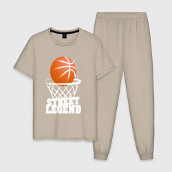 Пижама хлопковая мужская Баскетбол, цвет: миндальный