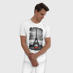 Пижама хлопковая мужская Эйфелева башня, цвет: белый — фото 2