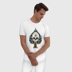 Пижама хлопковая мужская Череп (skull) (цветной), цвет: белый — фото 2