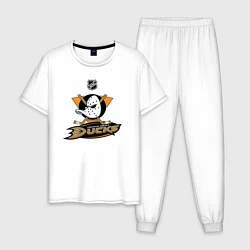 Пижама хлопковая мужская NHL: Anaheim Ducks, цвет: белый