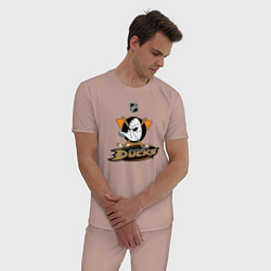 Пижама хлопковая мужская NHL: Anaheim Ducks, цвет: пыльно-розовый — фото 2