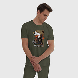 Пижама хлопковая мужская Anaheim Ducks, цвет: меланж-хаки — фото 2