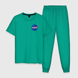 Пижама хлопковая мужская NASA, цвет: зеленый