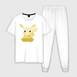 Пижама хлопковая мужская Pikachu Shadow, цвет: белый