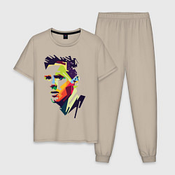 Пижама хлопковая мужская Lionel Messi: fun-art, цвет: миндальный