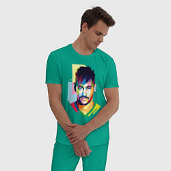 Пижама хлопковая мужская Neymar: fun-art, цвет: зеленый — фото 2