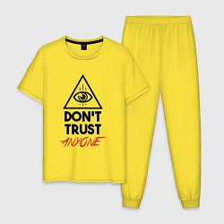 Пижама хлопковая мужская Dont trust anyone, цвет: желтый