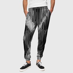 Брюки на резинке мужские Черно-белая штриховка, цвет: 3D-принт — фото 2