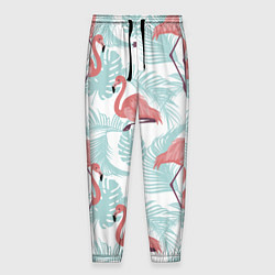 Мужские брюки Узор фламинго и тропических растений