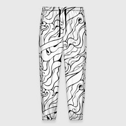 Брюки на резинке мужские Черно-белые узоры, цвет: 3D-принт