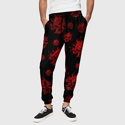 Брюки на резинке мужские Samurai pattern - красный, цвет: 3D-принт — фото 2