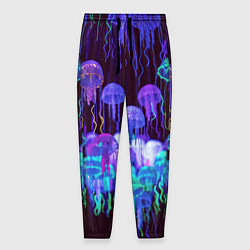 Брюки на резинке мужские Неоновые медузы, цвет: 3D-принт