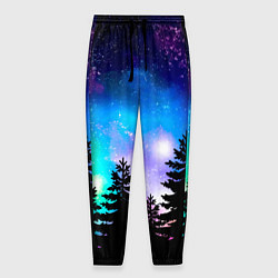 Мужские брюки Космический лес, елки и звезды