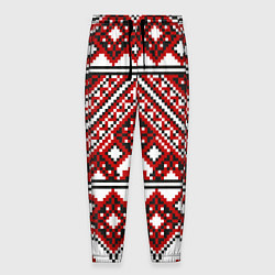 Мужские брюки Русский узор, геометрическая вышивка