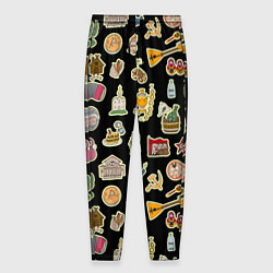 Брюки на резинке мужские Россия и СССР паттерн, цвет: 3D-принт