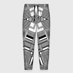 Мужские брюки Черно белый современный геометрический узор Симмет