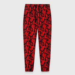 Брюки на резинке мужские Красные психоделический смайлы, цвет: 3D-принт