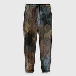 Мужские брюки Геометрический 3D узор в серых и коричневых тонах
