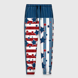 Мужские брюки Blue stars on a striped pattern