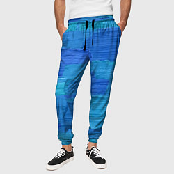 Брюки на резинке мужские Синие мазки краски, цвет: 3D-принт — фото 2
