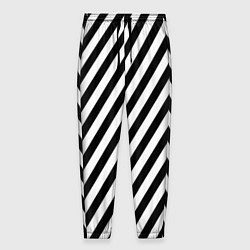 Брюки на резинке мужские Черно-белые полоски, цвет: 3D-принт