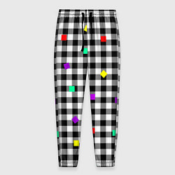 Мужские брюки Черно-белая клетка с цветными квадратами