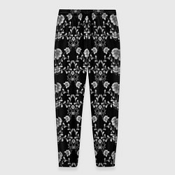 Мужские брюки Черно-белый цветочный полосатый ретро узор