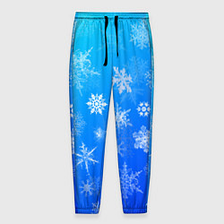Брюки на резинке мужские Снежинки в небе, цвет: 3D-принт