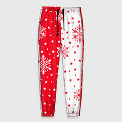 Мужские брюки Рождественские снежинки на красно-белом фоне