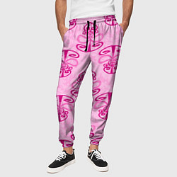 Брюки на резинке мужские Розовый орнамент, цвет: 3D-принт — фото 2