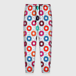 Брюки на резинке мужские Пончики на светлом фоне, цвет: 3D-принт