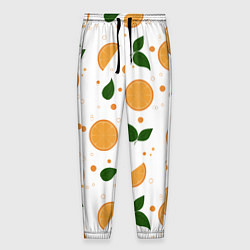 Брюки на резинке мужские Апельсины с листьями, цвет: 3D-принт