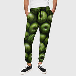 Брюки на резинке мужские Сочная текстура из зеленых яблок, цвет: 3D-принт — фото 2