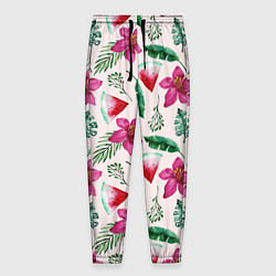 Мужские брюки Арбузы, цветы и тропические листья