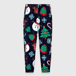 Мужские брюки Снеговички с рождественскими оленями и елками
