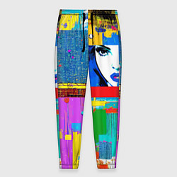 Брюки на резинке мужские Лоскутное одеяло - поп-арт, цвет: 3D-принт