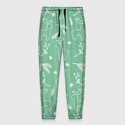 Мужские брюки Зеленый рождественский узор с оленями