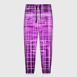 Брюки на резинке мужские Фиолетовые неоновые полосы киберпанк, цвет: 3D-принт