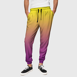Брюки на резинке мужские Желто-фиолетовый градиент, цвет: 3D-принт — фото 2