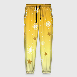 Мужские брюки Снежинки и звезды на желтом
