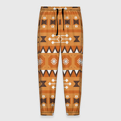 Брюки на резинке мужские Brown tribal geometric, цвет: 3D-принт