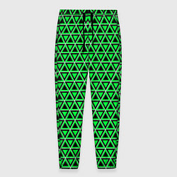 Брюки на резинке мужские Зелёные и чёрные треугольники, цвет: 3D-принт