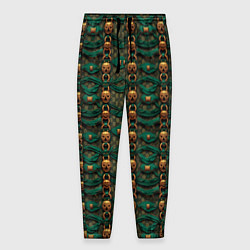 Мужские брюки Зеленая ткань с золотыми заклепками